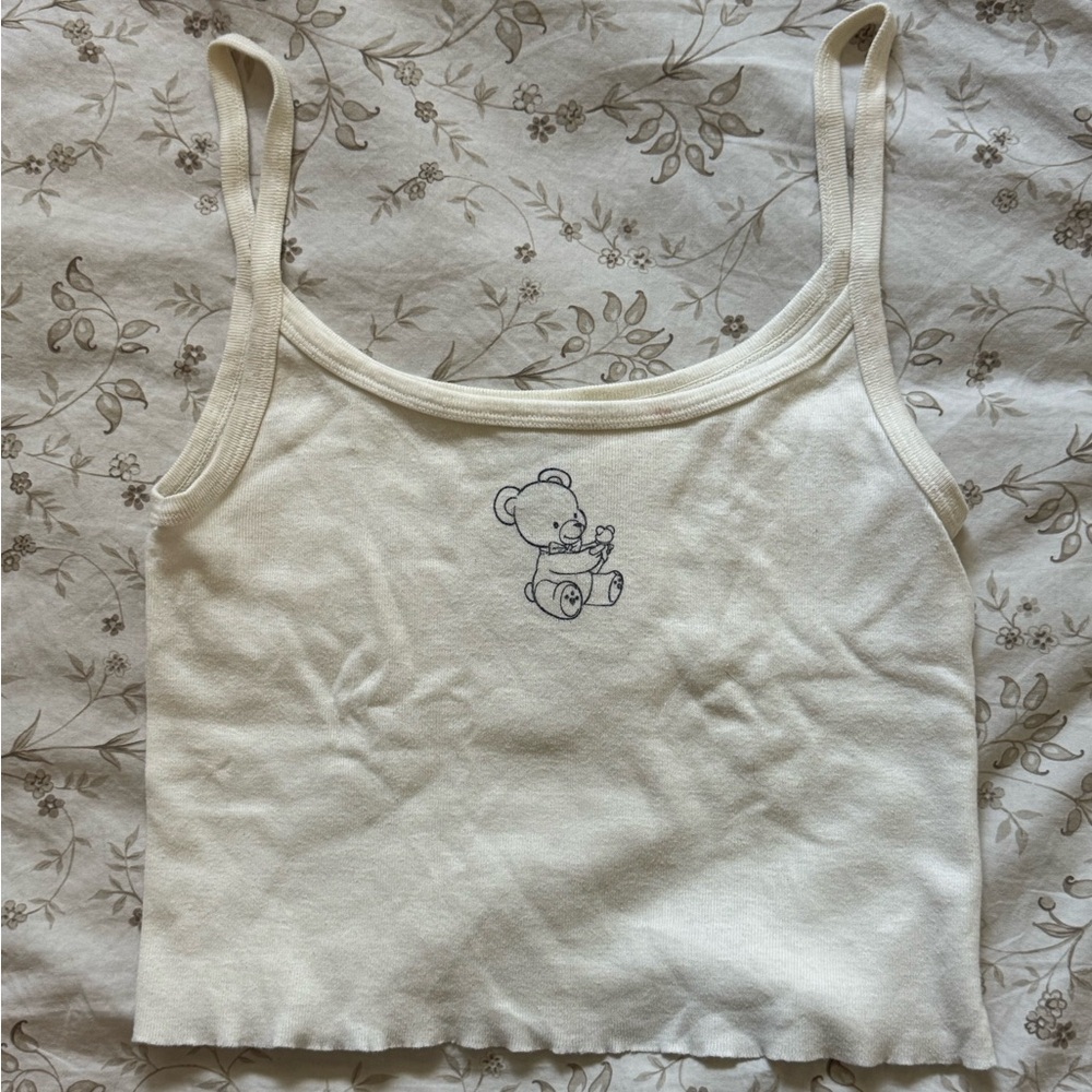 Brandy Melville Cream Chemise with Bear Design